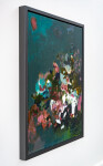 This large abstract contemporary colourful oil painting has a floral theme. Image 3