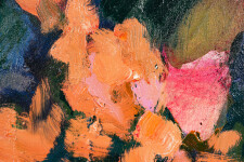 This large abstract contemporary painting by Jennifer Hornyak has a floral theme and features the colour blue. Image 9