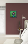 This abstract contemporary oil painting has a floral theme featuring the colours pink and blue. Image 12