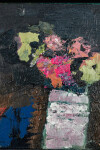 This abstract contemporary colourful oil painting has a floral theme. Image 4