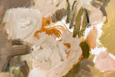 This abstract contemporary composition has a floral theme rendered in coral and black. Image 8