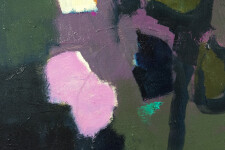 Lit with pink and amber this large scale still life of flowers by Jennifer Hornyak verges on abstraction. Image 10