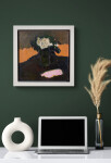 Creamy coloured flowers against a dark green and orange background, with a patch of pink in front in this evocative sophisticated oil compos… Image 8