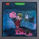 This abstract contemporary painting by Jennifer Hornyak has a floral theme and features the colour purple. Image 2