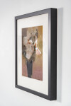 This abstract contemporary composition has a floral theme rendered in coral and black. Image 3
