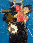 This small contemporary abstract painting by Jennifer Hornyak has a floral theme. Image 9