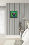 This abstract contemporary oil painting has a floral theme featuring the colours pink and blue. Image 11