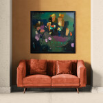 Lit with pink and amber this large scale still life of flowers by Jennifer Hornyak verges on abstraction. Image 13