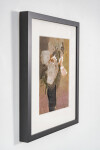 This abstract contemporary composition has a floral theme rendered in coral and black. Image 4