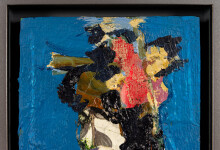 This small contemporary abstract painting by Jennifer Hornyak has a floral theme. Image 4
