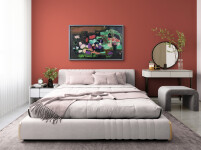 This contemporary abstract and colourful oil painting has a floral theme. Image 13