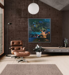 This large abstract contemporary painting by Jennifer Hornyak has a floral theme and features the colour blue. Image 13