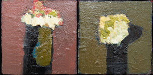 The colours of an Italian countryside - naples yellow, lavender flowers - feature in this abstracted still life. Image 7