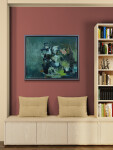 This large abstract contemporary painting by Jennifer Hornyak has a floral theme and features the colour blue. Image 12