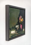 This abstract contemporary oil painting has a floral theme rendered in magenta and orange. Image 4