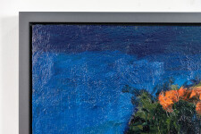 This contemporary oil painting is an abstract of a still life with a floral theme. Image 6