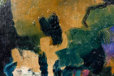 This contemporary abstract and colourful oil painting has a floral theme. Image 8
