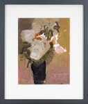 This abstract contemporary composition has a floral theme rendered in coral and black. Image 2
