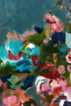 This large abstract contemporary colourful oil painting has a floral theme. Image 9