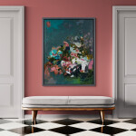 This large abstract contemporary colourful oil painting has a floral theme. Image 13