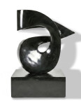 This contemporary abstract black stone sculpture is by Jeremy Guy. Image 2
