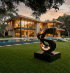 This contemporary abstract black stone sculpture is by Jeremy Guy. Image 8