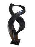 This contemporary abstract black stone sculpture is by Jeremy Guy. Image 3