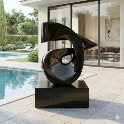This contemporary abstract black stone sculpture is by Jeremy Guy.