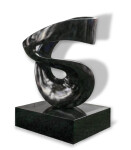This contemporary abstract black stone sculpture is by Jeremy Guy. Image 4