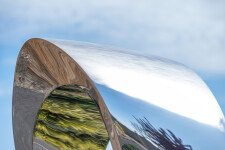 Jeremy Guy’s large contemporary outdoor sculpture called ‘Mobius’ is hand-forged from stainless steel; its abstract form is based on a mathe… Image 4