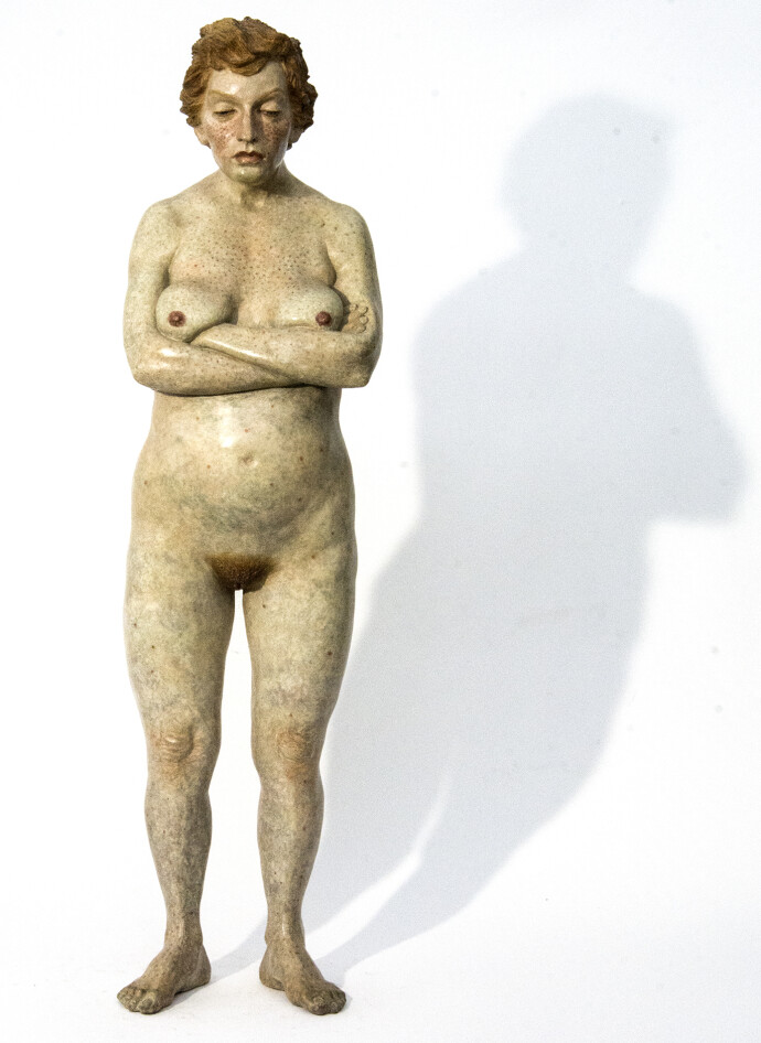 This intimate nude of a middle-aged woman by Joe Fafard aches with pathos.