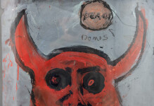 This graphic painting by John Scott deals with images associated with the devil and war. Image 5