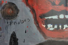 This graphic painting by John Scott deals with images associated with the devil and war. Image 7