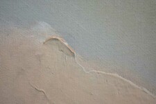 Pastel colours of luminous mauve and yellow acrylic are drawn, fan like, into a circular swath that fills the picture plane. Image 3