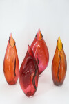 This modern glass grouping of vases in shades of red is by Julia Reimer. Image 3