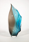 This modern glass blue and grey vase by Julia Reimer is inspired by nature. Image 2