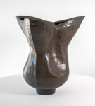 This contemporary ceramic black floral shaped vessel is by Loren Kaplan. Image 4