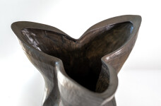 This contemporary ceramic black floral shaped vessel is by Loren Kaplan. Image 7
