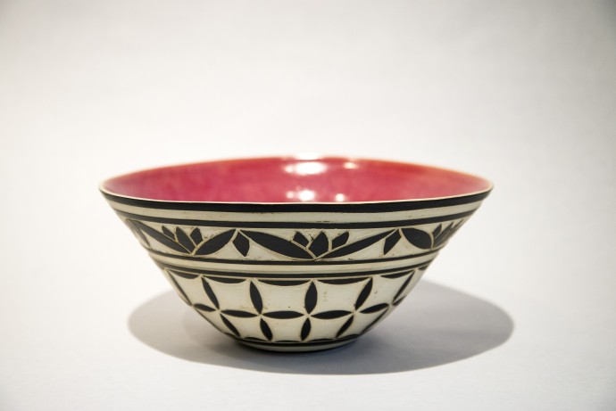 Engraved Bowl With Pink and Black