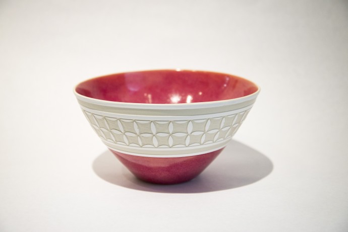 Engraved Bowl With Pink and White