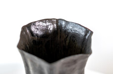 This contemporary ceramic black vase is by Loren Kaplan. Image 5