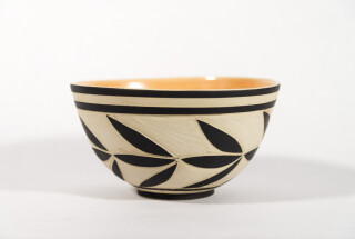 Engraved Bowl With Black and Orange