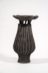 This contemporary ceramic vessel was inspired by nature and rendered in black.