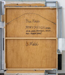 This contemporary abstract mixed media composition consists of predominantly blue geometric shapes. Image 10