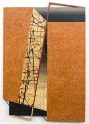 This imposing abstract composition by Lucy Maki is both a painting and a sculptural object.