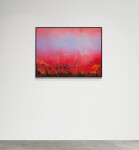 An ethereal cloud of deep blue floats across the canvas against a backdrop of fiery red, dashes of orange and black paint drips in this vibr… Image 2