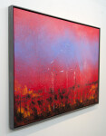 An ethereal cloud of deep blue floats across the canvas against a backdrop of fiery red, dashes of orange and black paint drips in this vibr… Image 3
