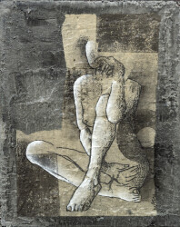 This contemporary figurative painting of a nude female is by an Asian artist.