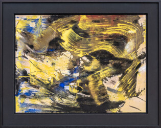 This contemporary abstract painting on paper is from iconic artist Marcelle Ferron.