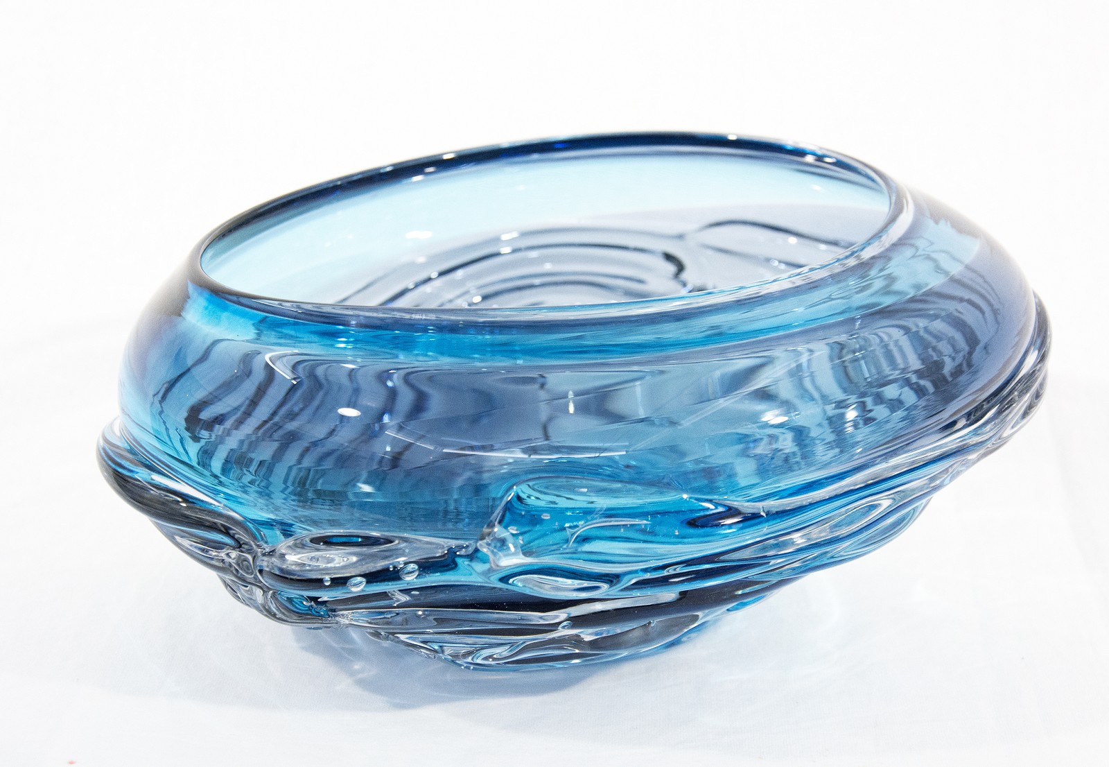 Small 2 Tone Ripple Wave Bowl Steel Blue & Aqua » Oeno Gallery